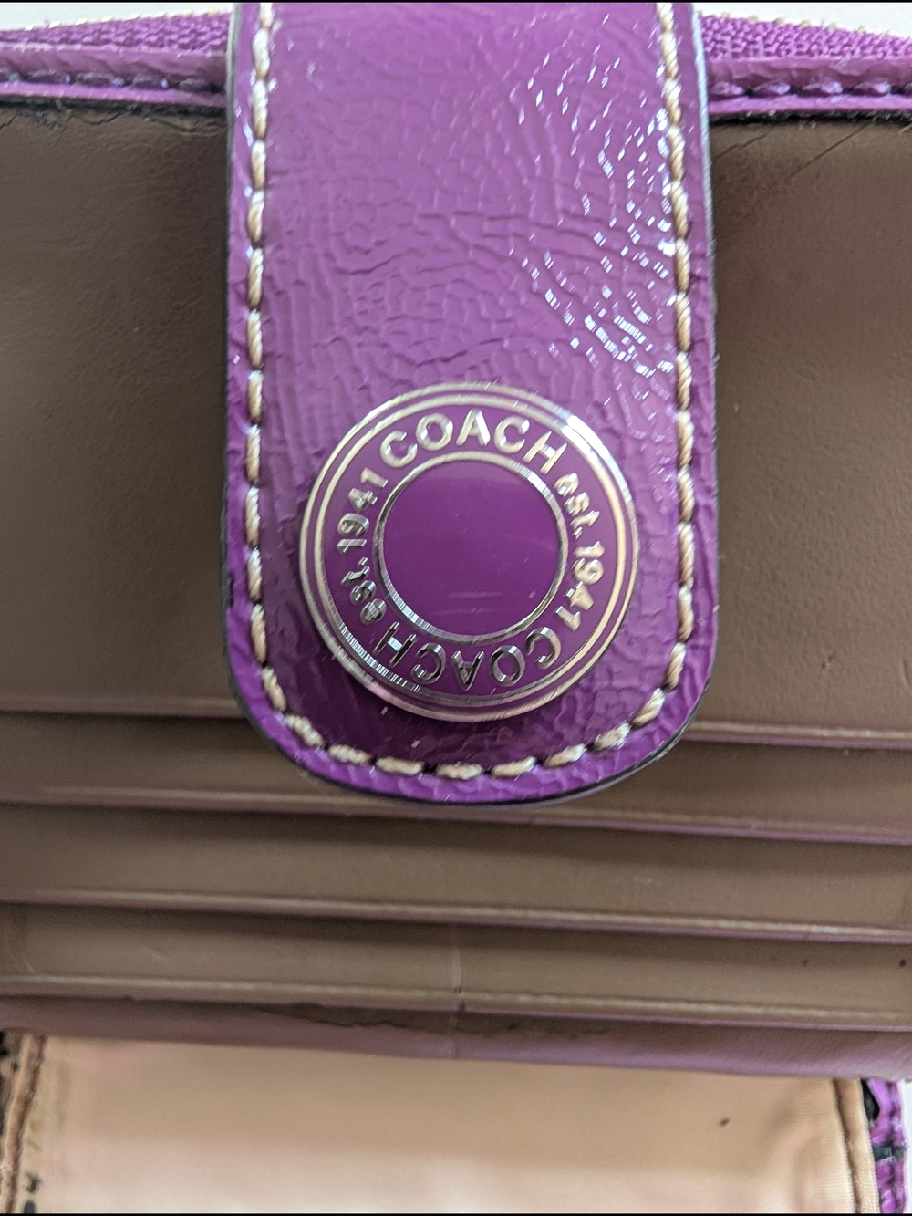 Coach Purple and Brown Bifold Wallet - Picture 4 of 10